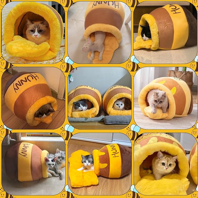 Honey Pot Cat Cave Bed, Soft and Thick Rebound Sponge Pet Nest - Image 7