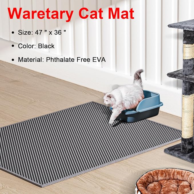 Cat Litter Box Mat: 47"x 36" Waterproof Kitty Cat Litter Trapping Mat, - Image 2