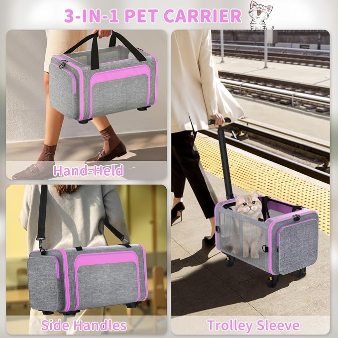 Rolling Pet Carrier with Detachable Wheels - Image 5