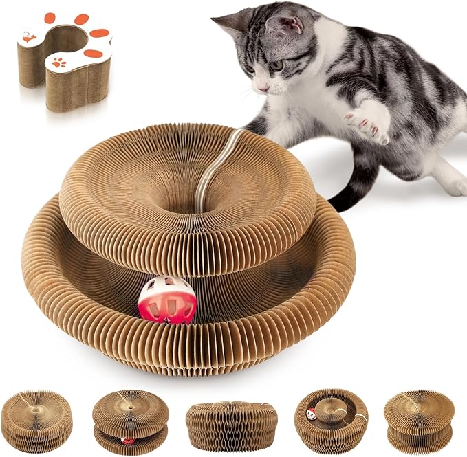 Collapsible Cats Cardboard Scratcher, Interactive Cat Toys by Home