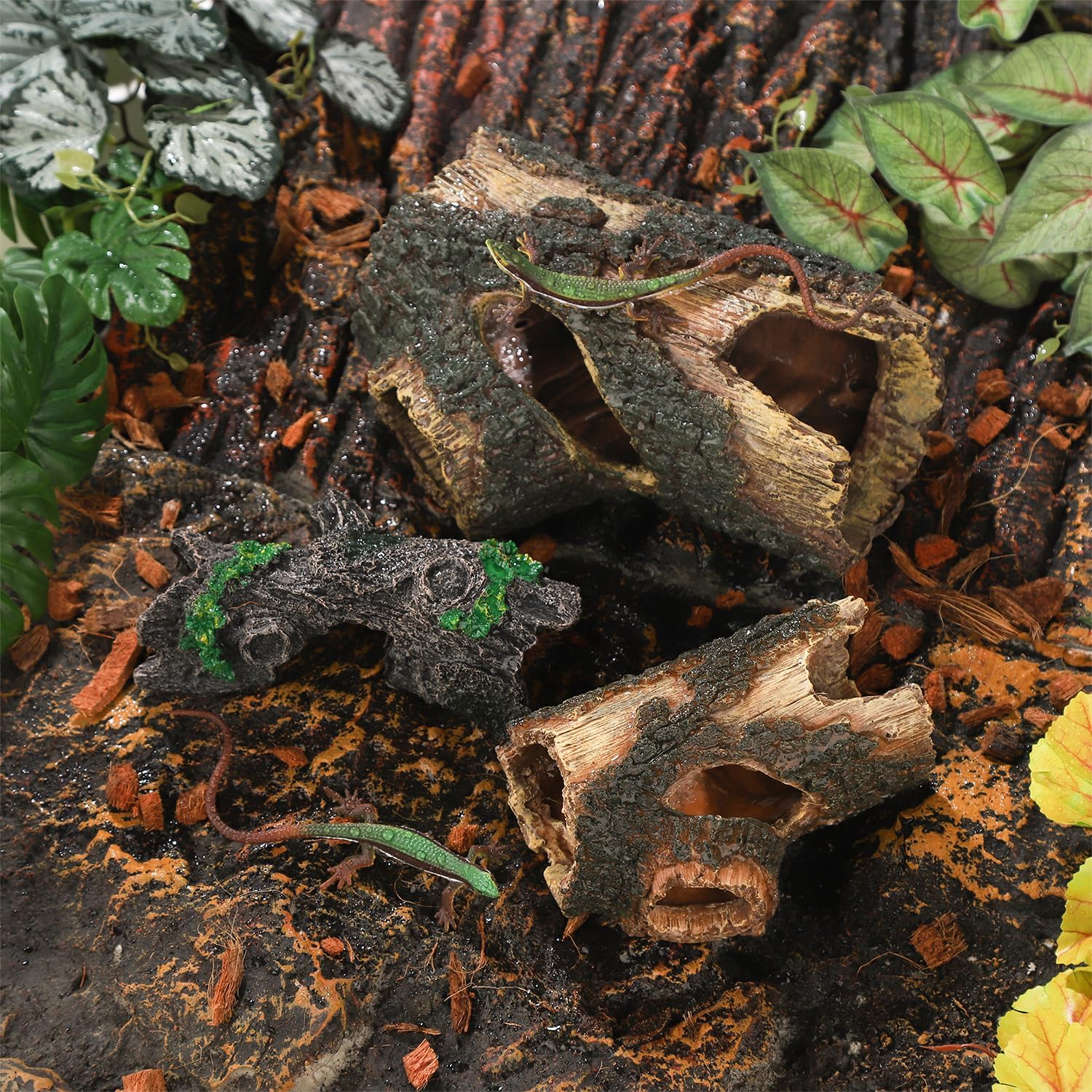 IBWell Aquarium Wood Fish Tank Decorations,Resin Fake Logs Terrarium - GlobalHabitat Supply