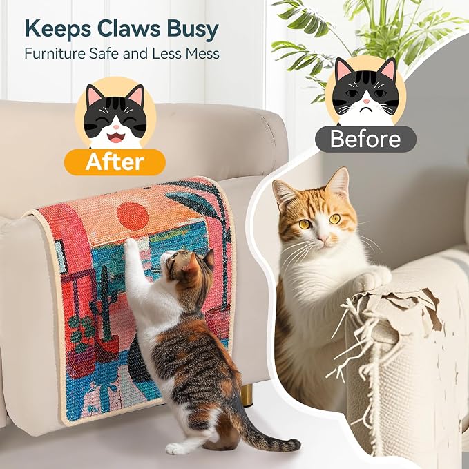 3-in-1 Sisal Cat Scratcher Mat 23.6x15.7 – Durable Scratch Rug Use - Image 6