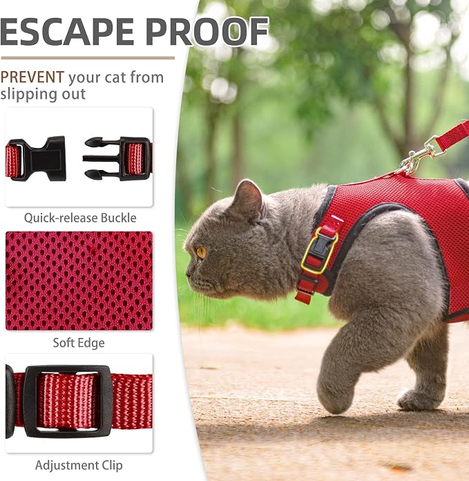 PUPTECK Soft Mesh Cat Vest Harness and Leash Set Puppy Padded Pet Harnesses - Image 3
