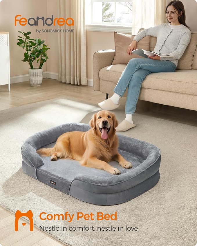 Feandrea Dog Bed, Large Orthopaedic Dog Sofa Bed, Egg Crate Foam, Waterproof - Image 2