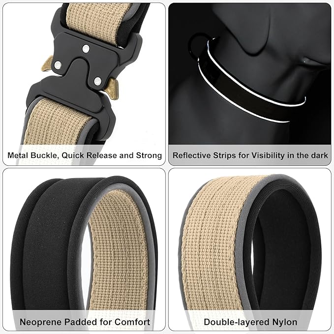 Plutus Pet Tactical Dog Collar, Reflective, Adjustable Heavy Duty Dog Collar - Image 4
