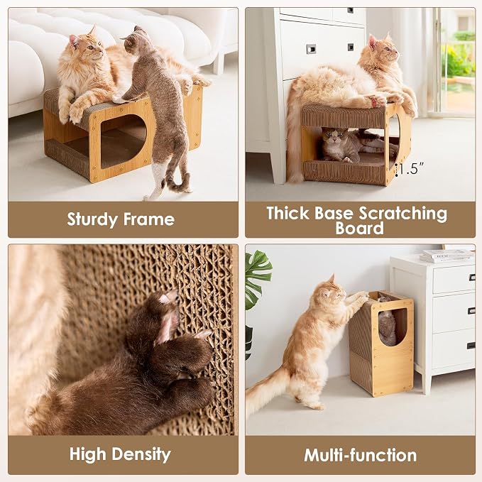 EHEYCIGA Cardboard Cat Scratcher House, 23-Inch Corrugated Cat Scratcher - Image 5