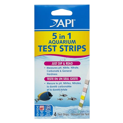 API 5-IN-1 TEST STRIPS Freshwater and Saltwater Aquarium Test Strips 4-Count Box by API