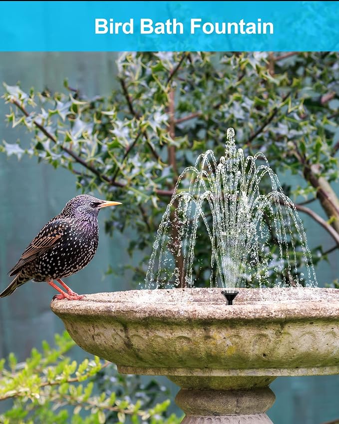 Biling Solar Fountain for Bird Bath, Solar Panel Kit Outdoor Solar Water Pump - Image 7