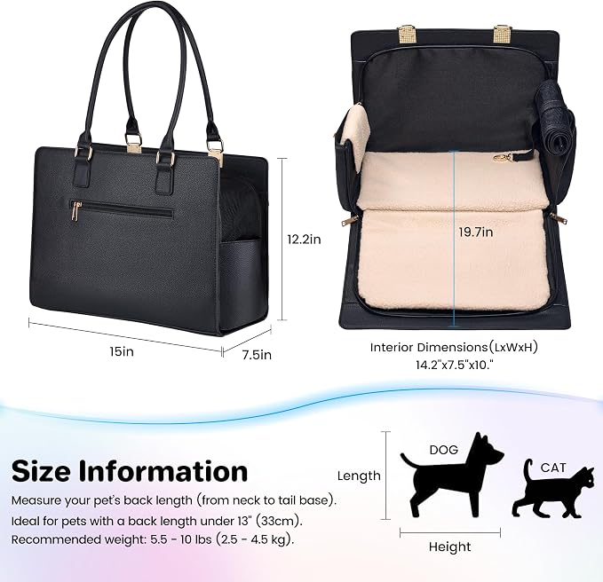 Dog Purse Carrier for Small Dogs, Stylish Foldable Pet Carrier Purse Tote Bag - Image 2