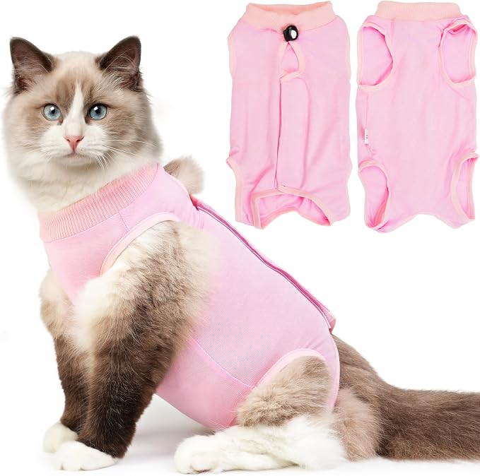 Cat Recovery Suit for Spay Abdominal Wounds, Kitten Onesie Bodysuit for Cats by Hpetppy