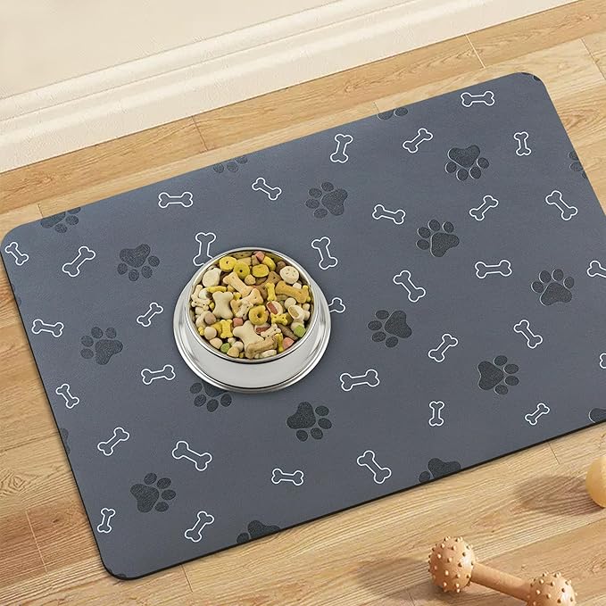 Pet Cat Dog Food Non Slip Mat for Water Bowl, Quick Dry Absorbent Feeding Mat - Image 7