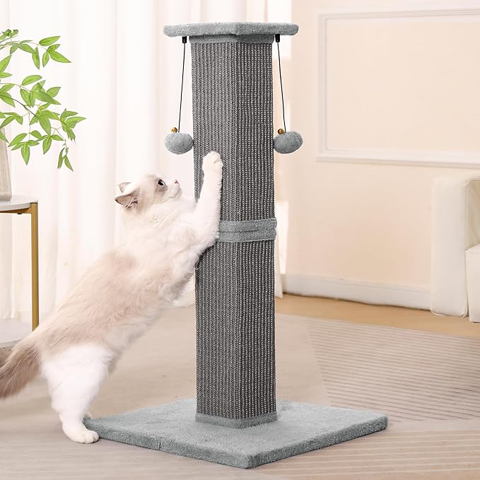 Large Cat Scratching Post with Heavy Duty Base 33" Sturdy Square Sisal Scracher - Image 6