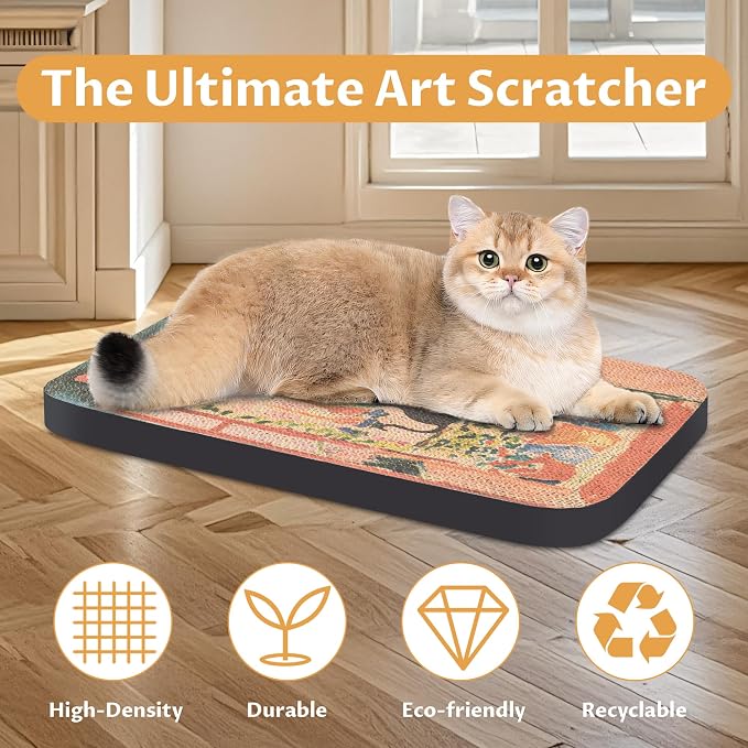 Art Cat Scratcher, Wall-Mountable Cat Scratching Board, Cat Wall Scratcher - Image 4
