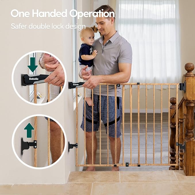 Babelio Baby Gate for Stairs & Doorways, 26-43" W 28" H No Bottom Bar| Easy - Image 5