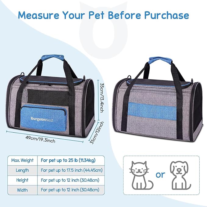BurgeonNest Cat Carrier for Large Cats 20 lbs, Soft-Sided Pet Carrier for Small - Image 2