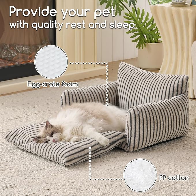 Hollypet Cat Bed Fluffy Plush Mutifuctional Double-Layer Soft Pet Couch - Image 5