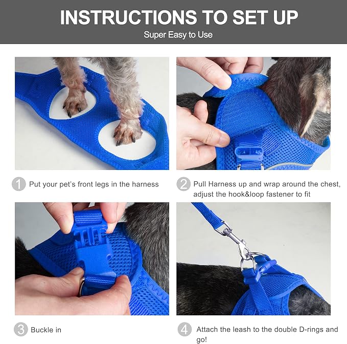 Fida Comfy Dog Harness with Leash, Cat Vest Harness Escape Proof, Breathable - Image 5