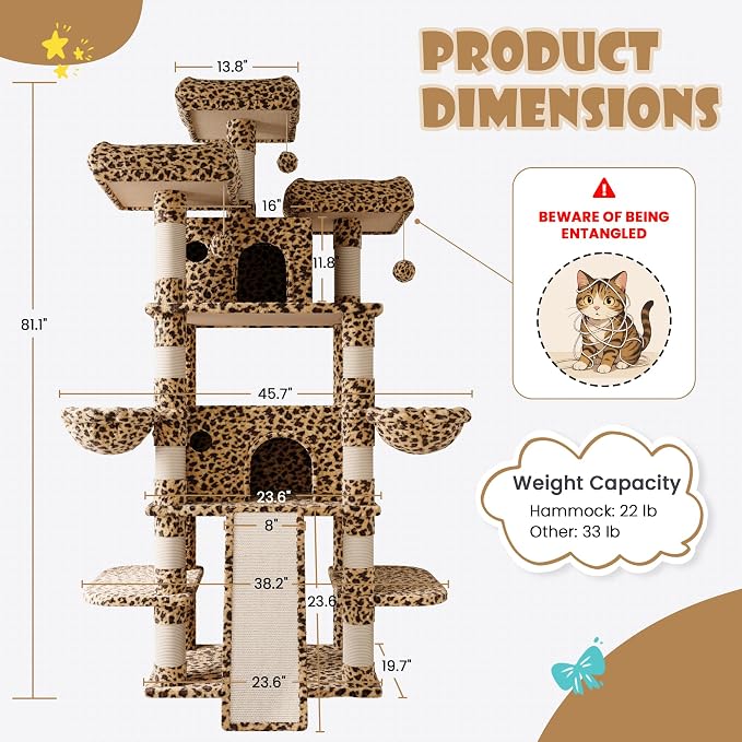 SHA CERLIN 81 Inches Extra Large Cat Tree - Image 8
