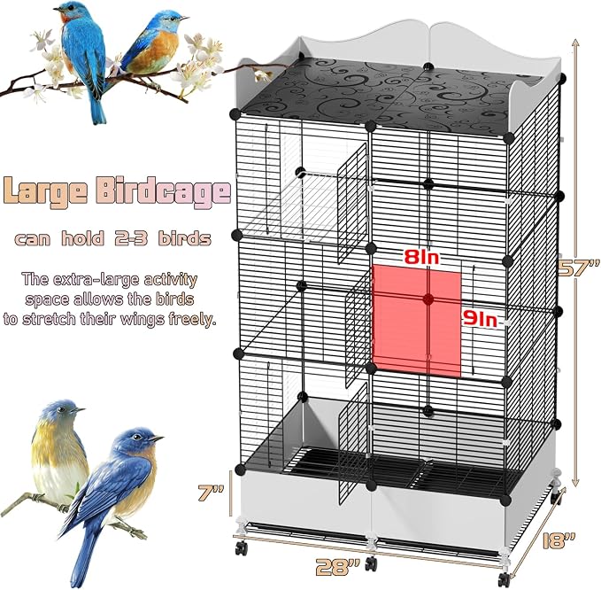 Encrypted Bird Cage Large Bird Cages 57-Inch, Top Storage Space, Bottom Splash - Image 5