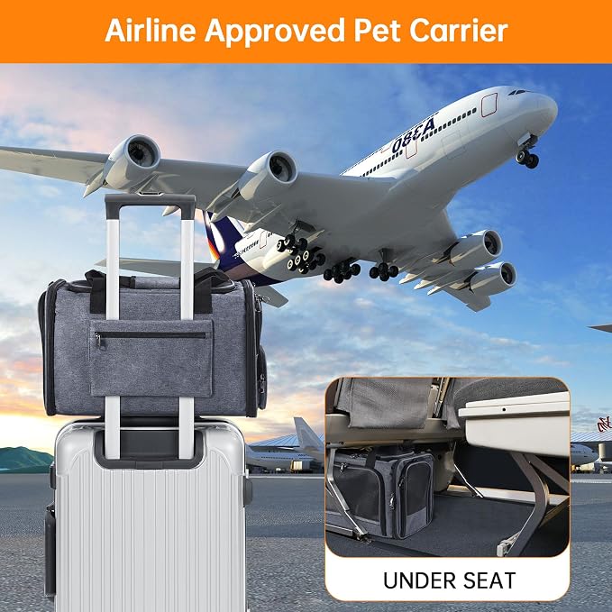 Cat Carrier Pet Travel Carrier by Airplane Approved Under seat, TSA Airline - Image 6