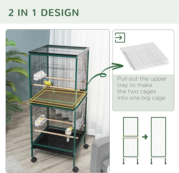 PawHut Large Bird Cage with 1.7 ft. Width - Image 3