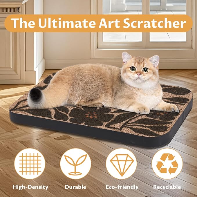 2 Packs Art Cat Wall-Mountable Scratching Board 16.7x11x1 Inch Cat Wall Scratch - Image 4
