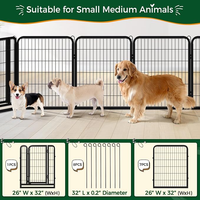 Yaheetech Dog Playpen Outdoor, 32 inch 16 Panels Dog Pen Indoor Heavy Duty - Image 5