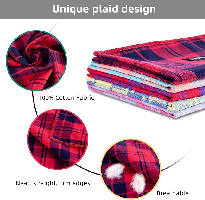 Dog Bandanas XLarge-5PCS Birthday Gift Puppy Bandana Vibrant Color Plaid - Image 3