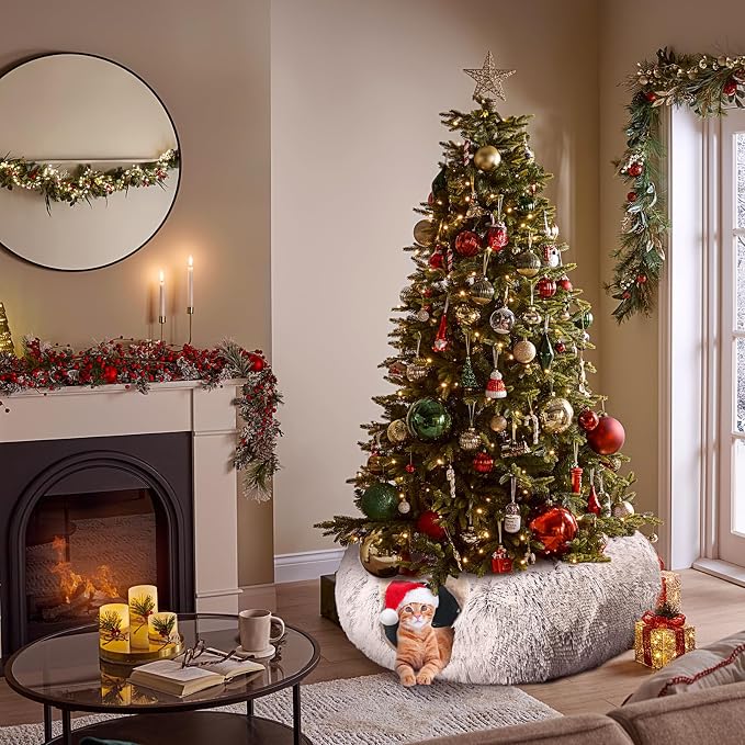 Cat Tunnel with Cat Bed for Indoor Cats, Under Christmas Tree Soft Plush - Image 2
