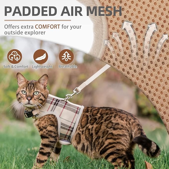PUPTECK Soft Mesh Cat Vest Harness and Leash Set Puppy Padded Pet Harnesses - Image 2