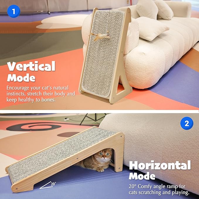 PETKARAY Cat Scratcher, Sisal Scratching Ramp, L Shape Scratch Pad - Image 3