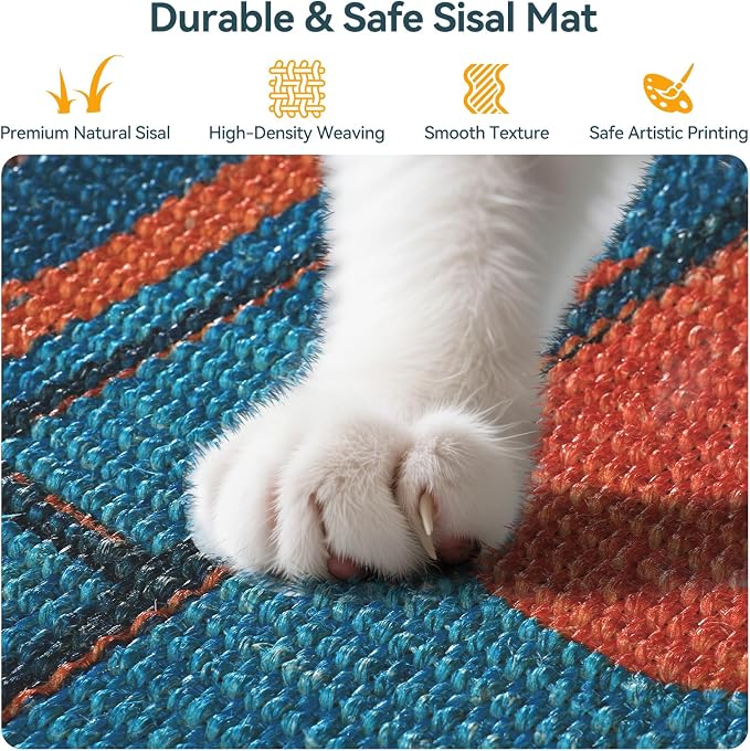 3-in-1 Sisal Cat Scratcher Mat 23.6x15.7'' – Floor & Wall Use - Image 2