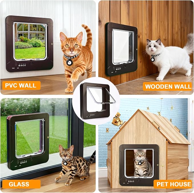 Smart Cat Door with 3 Collar Sensor, RFID Cat Door Collar Activated with Remote - Image 6
