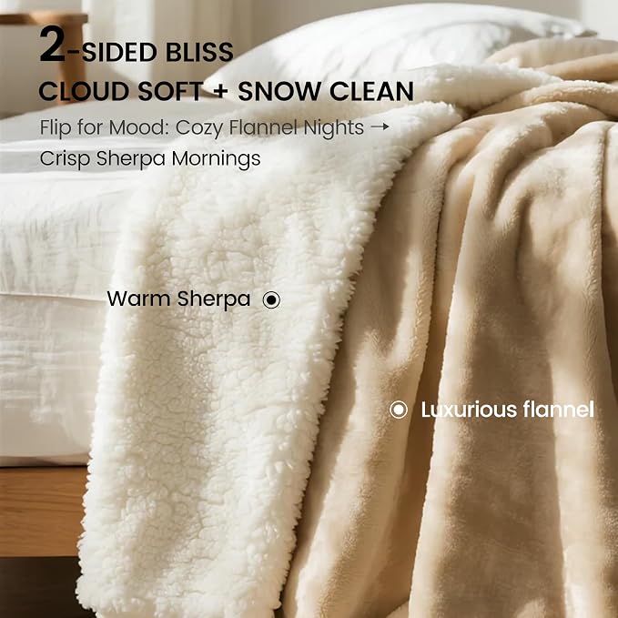 gogobunny Waterproof Bed Blanket, Reversible Sherpa Fleece Throw Blanket - Image 3