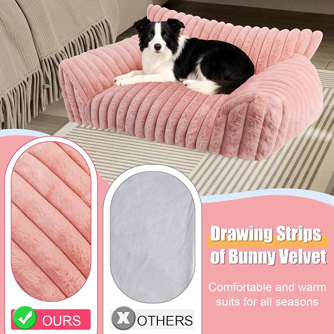 Cute Dog Cat Couch for Medium Large Dogs, Fluffy Pet Sofa Dog Couch Bed - Image 4
