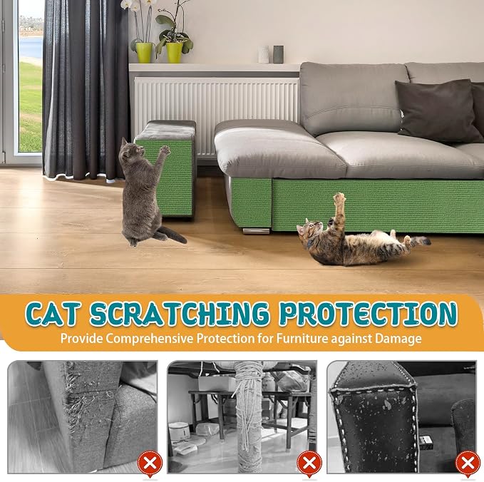 Climbing Cat Scratcher Mat Trimmable Cat Scratching Post Carpet 118’’x15.8’’ - Image 5
