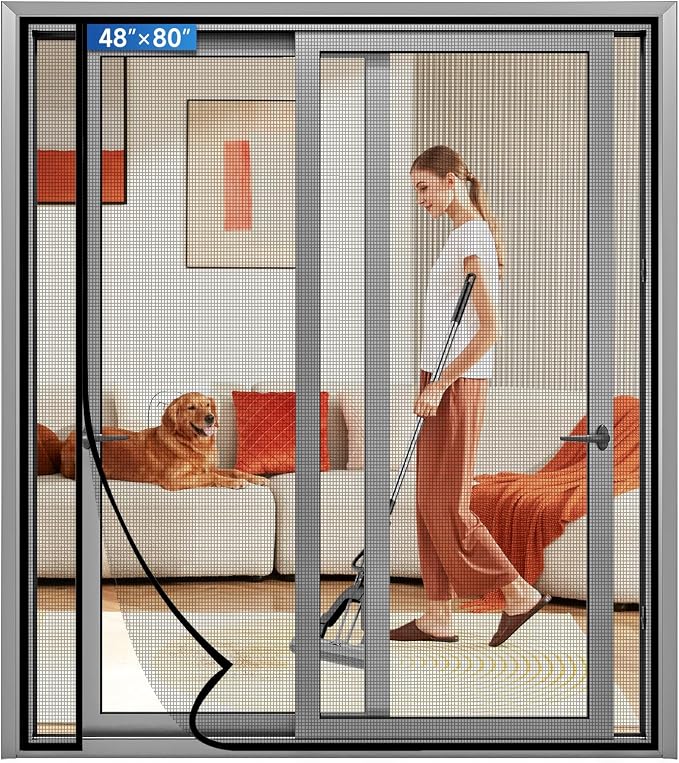 Magnetic Screen Door Left Right Side Opening Upgraded PET Mesh Greater Than by Longeas