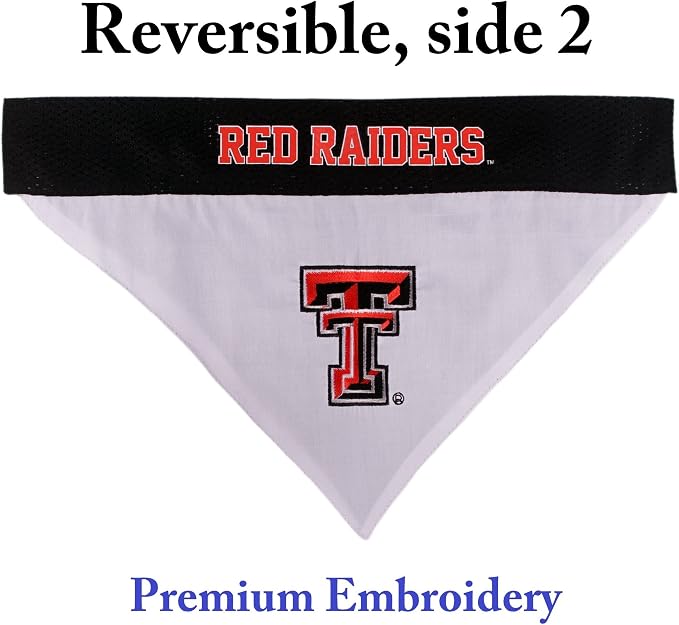 Pets First Collegiate Pet Accessories, Reversible Bandana, Texas Tech Red - Image 2