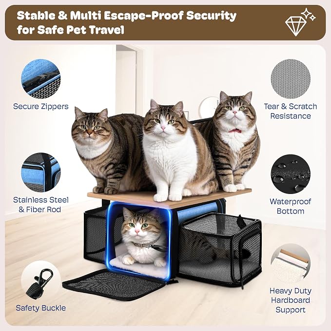 Top and 2 Sides Expandable Pet Carrier 17x11x9.5, TSA Airline Approved Small - Image 5