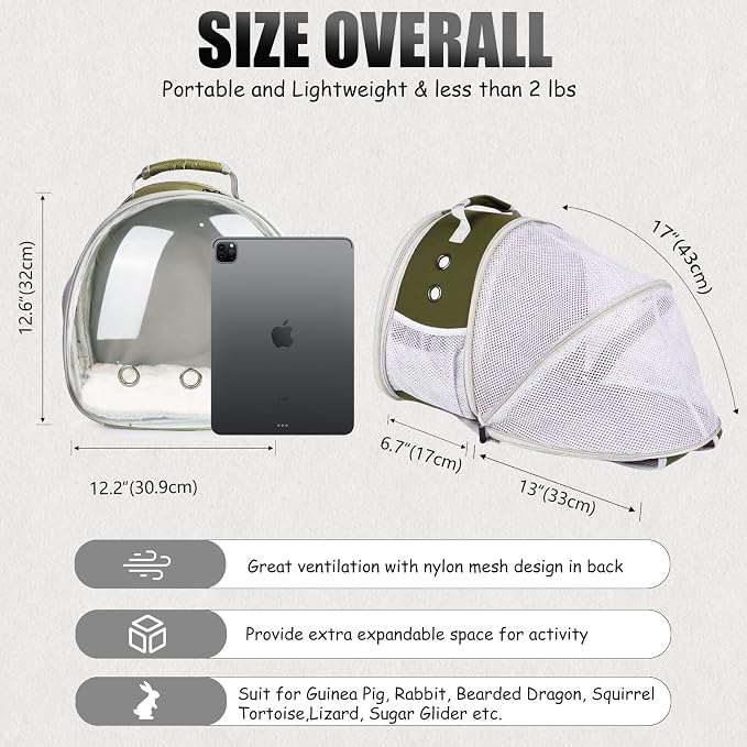 Back Expandable Backpack for Small Animals, Portable Travel Bag Breathable Pet - Image 4