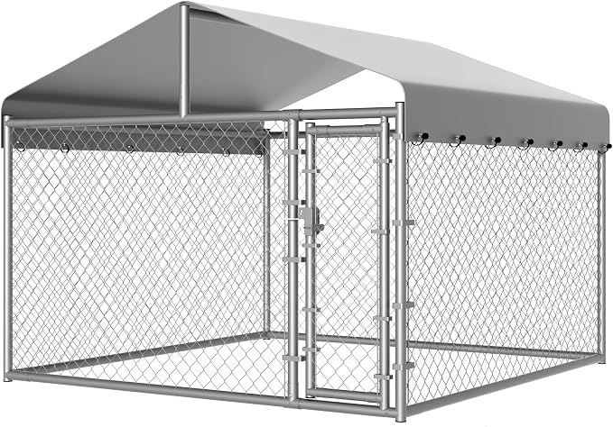Dog Kennel Outside with Roof, Large Dog Run Enclosure, Outdoor Heavy Duty Pens - Image 2