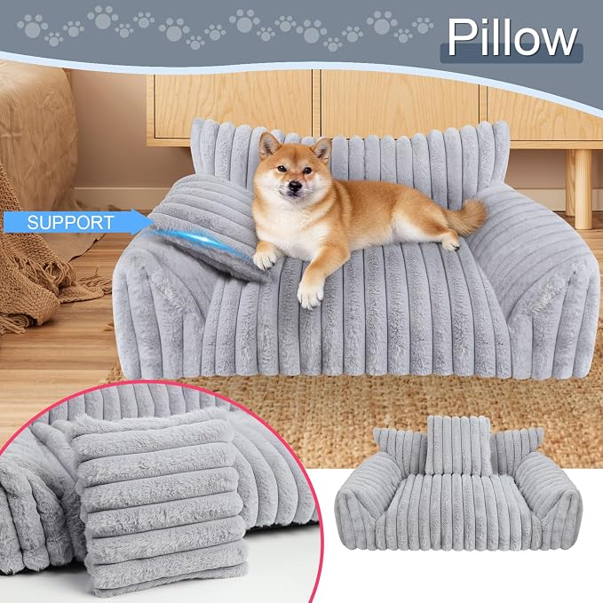 Cute Dog Cat Couch for Medium Large Dogs, Fluffy Pet Sofa Dog Couch Bed - Image 2