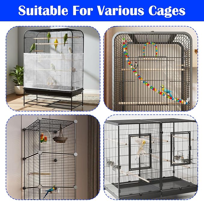 Grevosea Bird Cage Seed Catcher, Large Bird Cage Cover Stretchy Adjustable - Image 5
