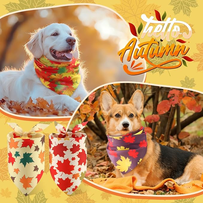 Chunful 100 Pieces Thanksgiving Dog Bandanas Bulk Fall Autumn Pet Bandanas - Image 2