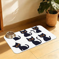 Cute Black Cats Pet Feeding Mat, Absorbent Dog and Cat Bowl Pad, Fast Dry by QSOQSO