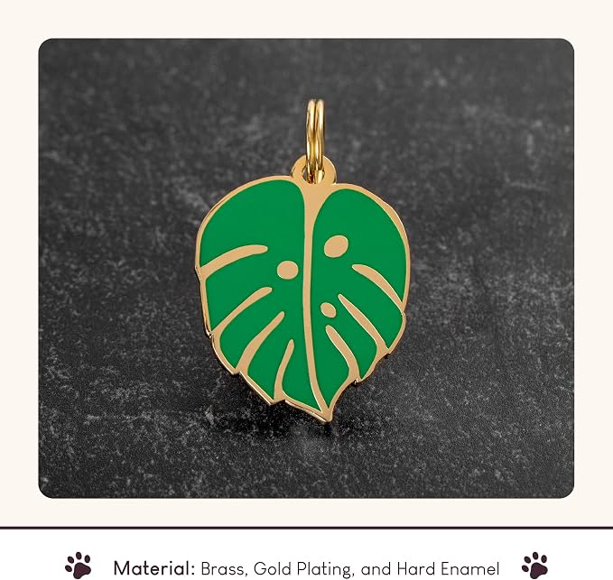 Two Tails Pet Company Personalized 'Monstera Leaf' Pet ID Tag & Collar Charm - Image 4