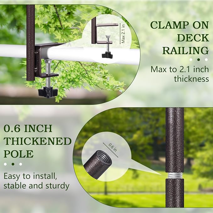 Deck Bird Feeder Pole Porch Multi-Hooks Hanging Kit - Image 4