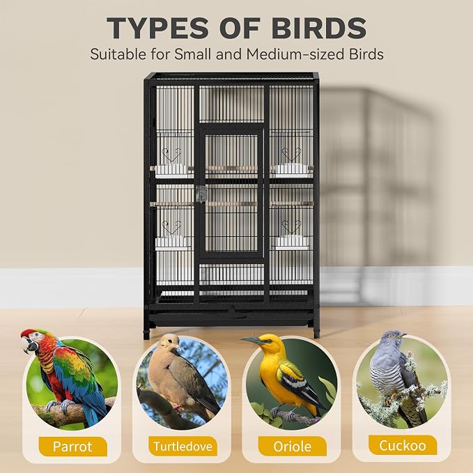 DWVO 53.9-Inch Metal Bird Cage: Large Parrot Cages - Image 6