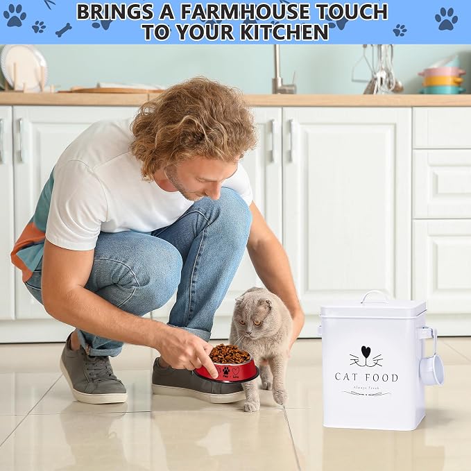 Meraki Home Farmhouse Cat Food and Treats Containers + Feed Scoop + Pet Food - Image 6