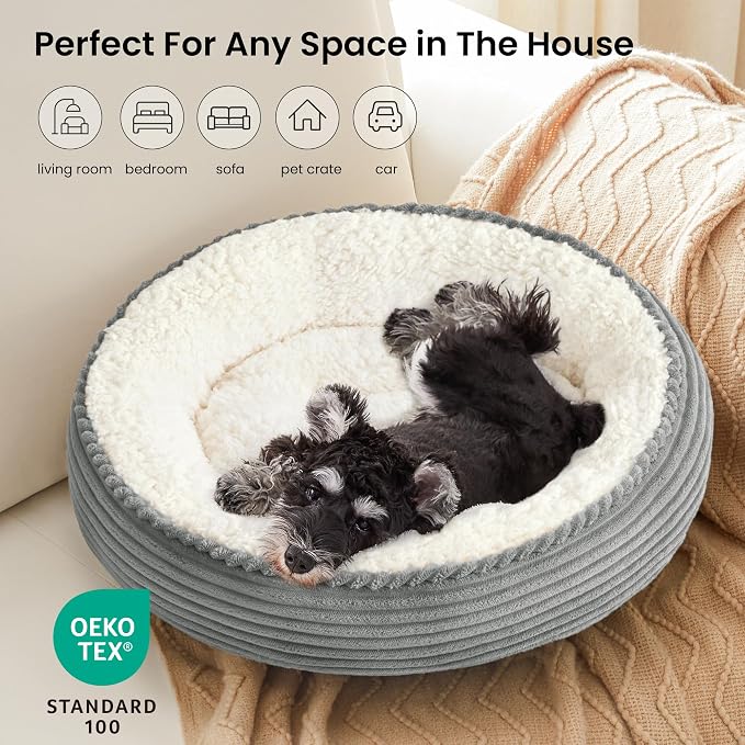 Love's cabin Round Donut Cat and Dog Cushion Bed, 25in Pet Bed - Image 6